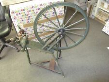 Antique Primitive Swedish style spinning wheel c.1840-80 in original green paint