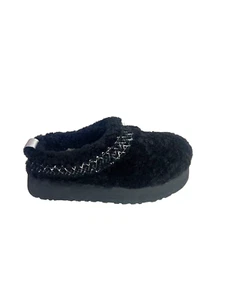 NEW UGG Tazz UGGbraid Black Sheepskin Platform Slippers Shoes Women Size 9 - Picture 1 of 17