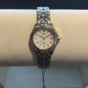 Seiko SXE586 Le Grand Gold & Silver Tone White Dial Date Women's Watch $300. - Picture 1 of 3