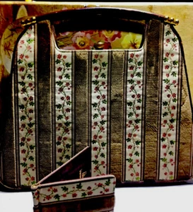 PURSE.-Davis (BROVELO) VTG Velvet/Tapestry Stripped ,matching Bill Fold - Picture 1 of 9