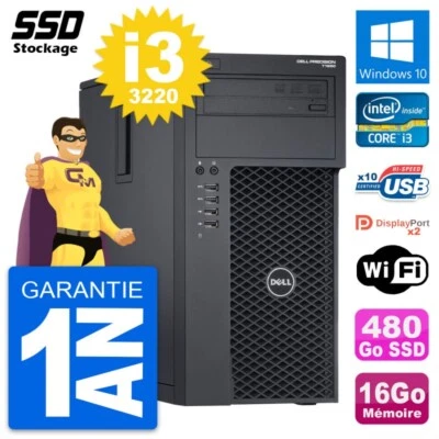 PC Tour Dell Precision T1650 MT Intel I3-3220 RAM 16GB SSD 480GB Windows 10 Wifi - Imagen 1 de 4