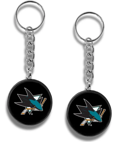 San Jose Sharks Mini Hockey Puck Team Logo Keychains (2-Pack) Cover