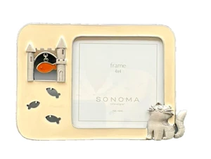 Sonoma Lifestyle 4x4 Ivory Enamel Cat & Goldfish Frame - Picture 1 of 8