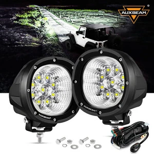 AUXBEAM 2Pc 4" LED Work Fog Light White Flood Offroad Driving Lamp Truck SUV ATV - Imagen 1 de 12