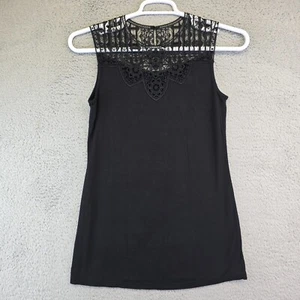 Black Sleeveless Top Womens Size M Lace Shirt Blouse No Tag Goth Punk Cutout - Picture 1 of 8