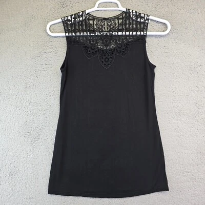Blusa camisa negra sin mangas para mujer talla M de encaje sin etiqueta recorte gótico punk Foto 1 de 4
