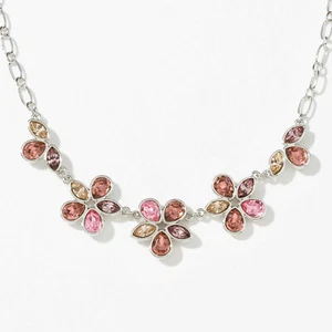 Touchstone Crystal Swarovski Secret Garden Blush Antique Rose Necklace Rhodium💎 - Picture 1 of 3