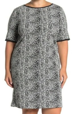 Taylor Knit Day Dress Size 18W 20W 22W 24W Black Snakeskin Animal Print NWT $138 Foto 1 de 4