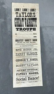 1881 Broadside TAYLOR'S Great Variety Troupe "Bobby Taylor" Peabody Hall, Bangor - Picture 1 of 6