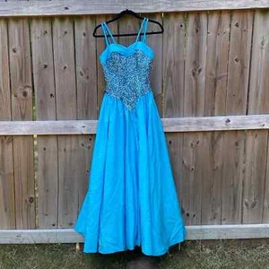 Vintage Mike Benet Formals Silver Grey Sequined Evening Dress 1980s - Picture 1 of 12