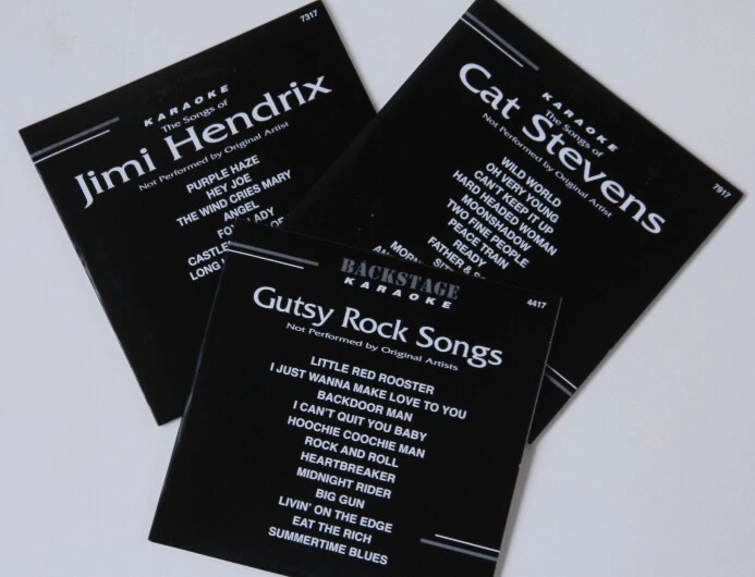 KARAOKE CD+G BACKSTAGE 3 Disc SET JIMMI HENDRIX,CAT STEVENS,GUTSY ROCK SONGS NEW - Image 1 of 1