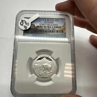GLACIER  2011-S SILVER 25C NGC PF 70 ULTRA CAMEO EARLY RELEASES QB#8 - Image 1 of 2