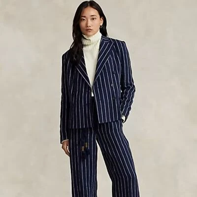 Blazer Polo de Ralph Lauren de lino a rayas de doble botonadura Foto 1 de 4
