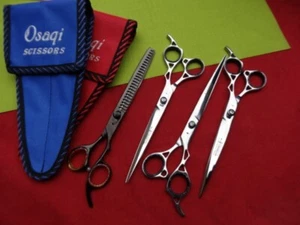 4 tijeras de aseo PET de 8,5", curvadas hacia arriba, hacia abajo y adelgazamiento/chunker_perro/gato - Imagen 1 de 24