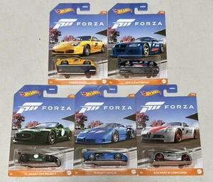 HOT WHEELS 2023 FORZA MIX D Porsche, BMW, Jaguar, Bugatti, Alfa Set of 5 IN HAND - Picture 1 of 6