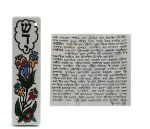 Estuche Shadai Mezuza 12 cm pergamino kosher judío Tierra Santa regalo cerámica armenia - Imagen 1 de 4