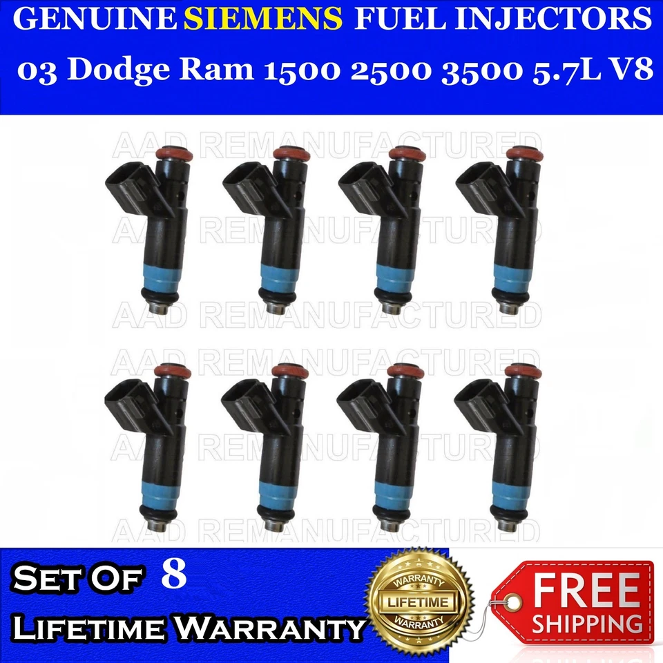 8x Inyectores de combustible originales Siemens para 03 Dodge Ram 1500 2500 3500 5,7 L V8 Foto 1 de 1