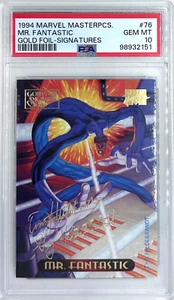 1994 Marvel Masterpieces Mr.Fantastic Gold Foil Signature #76 PSA 10 GEMMT POP 2 - Picture 1 of 2