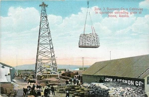 Postal C-1909 Nome Alaska Swenson Cableway operación descarga grano 24-6664 - Imagen 1 de 2