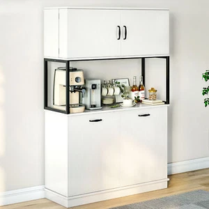 Kitchen Pantry Cabinet Tilt Out Trash Can Cabinet Hutch Storage Cupboard Cabinet - Picture 1 of 14