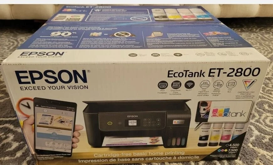 Brand New Black Epson ECOTANK ET-2800 WiFi Color Printer FREE S&H - Image 1 of 1