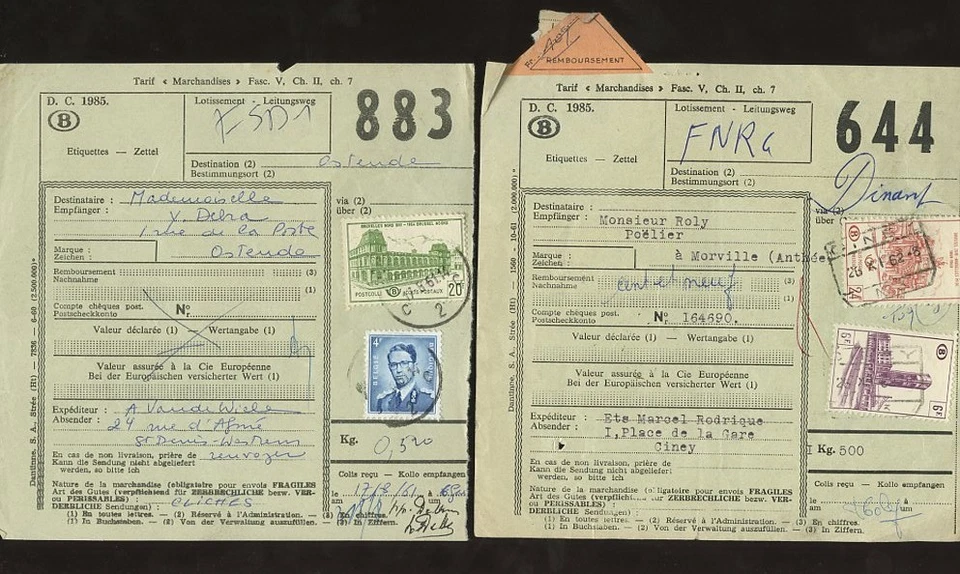 SELLOS DE PAQUETES FERROVIARIOS BELGA AÑOS 60 EN PEQUEÑOS ENCHUFES DC1985... 5 DIFERENTES Foto 1 de 1