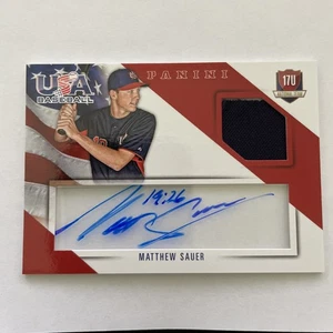 Matthew Sauer 2015 USA Baseball 17 U Game Patch Auto #9 New York Yankees /50 - Picture 1 of 2