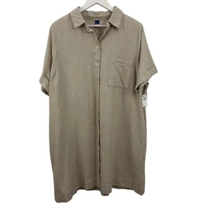 Neu mit Etikett Old Navy Hemdkleid Leinenmischung Knopfleiste Damengröße XL - Bild 1 von 7