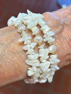 Pulsera Coldwater Creek de colección con perlas de agua dulce y cuentas de oro Foto 1 de 4