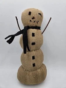 Primitive Style Snowman Stuffed Decorative Rustic 11 Inches Tall Unique - Picture 1 of 7