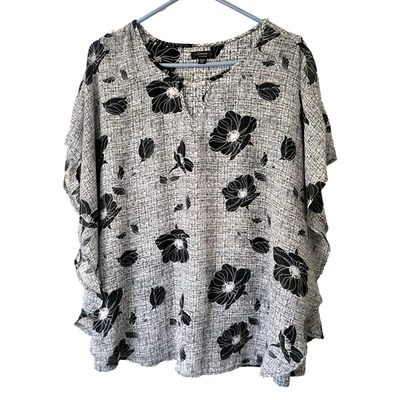 Top Cocomo 2X Floral Negro Blanco Superposición Adjunto Tanque Fluido Estrás Cerradura Foto 1 de 4