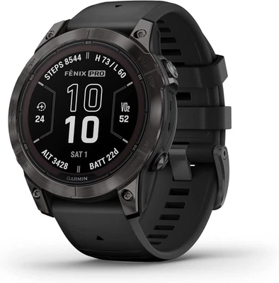 Garmin fenix 7 Pro Sapphire Solar Gray DLC Titanium with Black Band 010-02777-10 - Image 1 of 4
