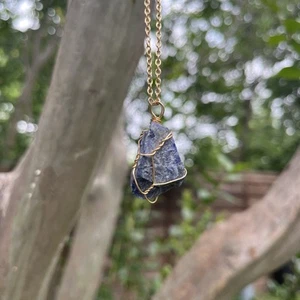 Sodalite Stone Wire Wrapped Stone Pendant Necklace - Picture 1 of 7