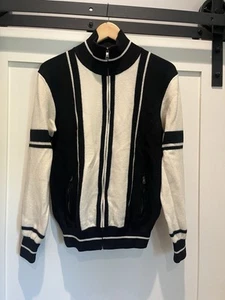 🇮🇹 DOLCE & GABBANA Pure Virgin Wool Full Zip Sweater - Black & White - Size S - Picture 1 of 10