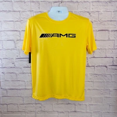 梅赛德斯-奔驰 AMG Sport-Tek 黄色性能 T 恤 - M 码全新带标签 — 第 1/4 张图片