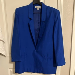 Vintage royalblauer Damen ARGENTI klassischer Blazer 12 Sakko 100% Seide oversize - Bild 1 von 5