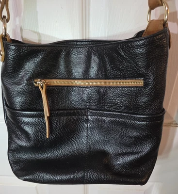 VALENTINA шагреневой кожи Hobo наплечная сумка сумочка через плечо черный сделано в Италии - Изображение 1 из 4