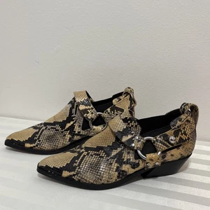 Rag & Bone Westin Harness Leder Booties In Schwarz/Hellbraun Schlangenleder Gr. 39 EU US 8,5 - Bild 1 von 10