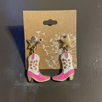 Pendientes bota vaquera rosa y oro Foto 1 de 2