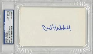 Carl Hubbell SIGNED 3x5 Index Card New York Giants PSA/DNA AUTOGRAPHED - Picture 1 of 1