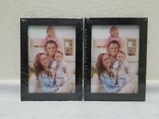 2 Gift Garden Wood Picture frame 1" Black Boarder for Table Top or Wall 5 x 7 