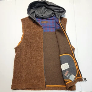 595 $ neu Waterville Cole Wollfleece Kapuze WESTE durchgehender Reißverschluss Herren XL EU 56 braun ITALIEN - Bild 1 von 9