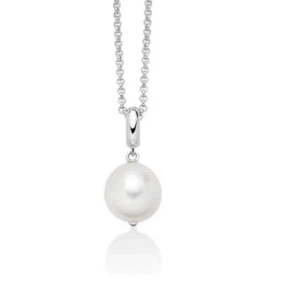 Collana Donna Argento 925 Pendente Perla Bianca Barocca 12-14 mm _PCL6540B - Immagine 1 di 2
