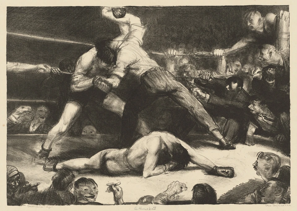 George Bellows - Boxing Knockout (1921) Signed - 17" x 22" Fine Art Print - Image 1 of 1