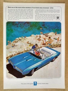 1969 Pontiac GTO Convertible color illustration vintage print Ad - Picture 1 of 1