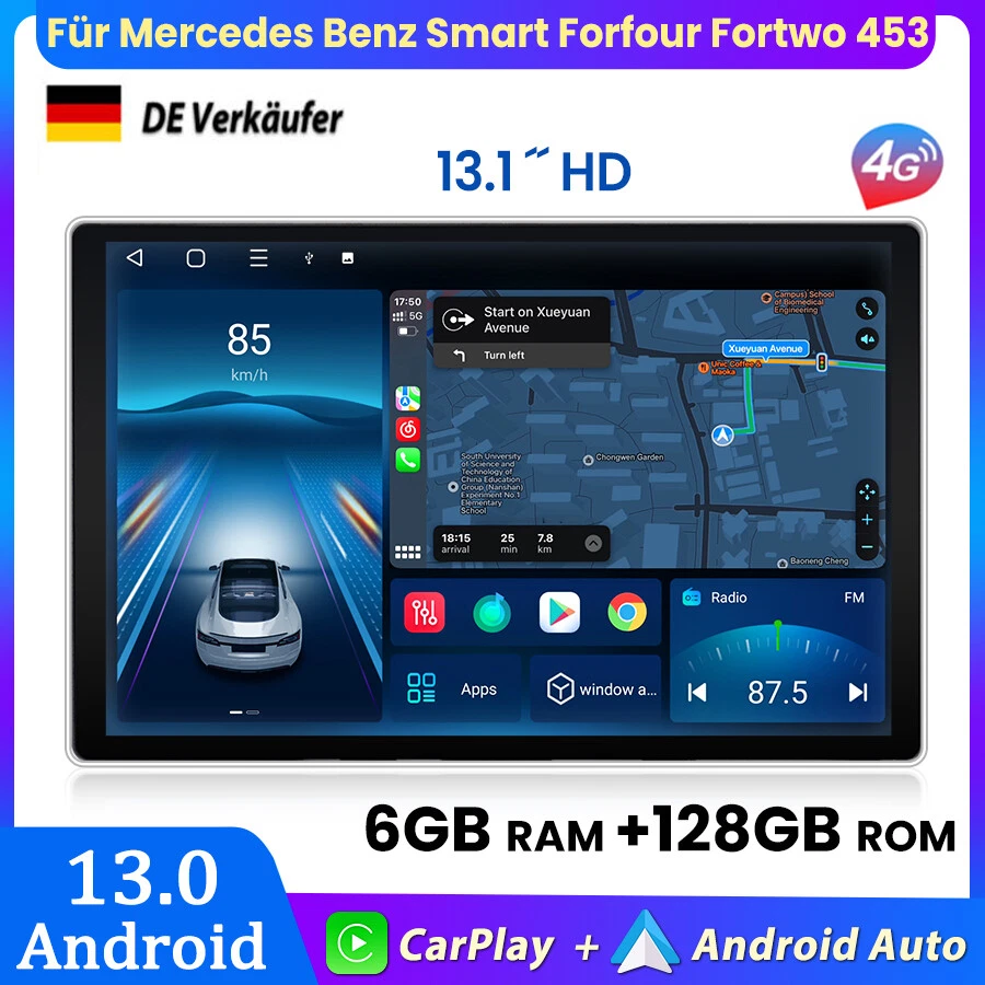 Für Mercedes Benz Smart Forfour Fortwo 453 GPS 13.1" Autoradio Android13 6+128GB - Bild 1 von 4