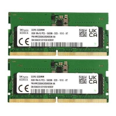 Hynix 16GB (2X 8GB) DDR5 5600MHz PC5-44800 SODIMM Memory Ram (HMCG66AGBSA095N) - Image 1 of 4