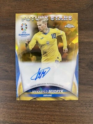 2024 Topps Chrome Sapphire EURO Mykhaylo Mudryk Future Stars Auto Gold 23/50 - Image 1 of 3