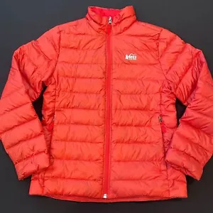 ~ REI Coop Kid's Lg Down Puffer Jacket*** Red Full Zip Pockets Warm Winter Fall - Picture 1 of 11