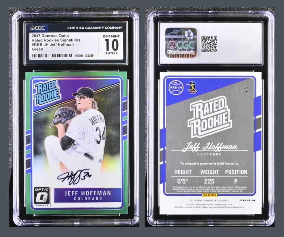 2017 Panini Optic Jeff Hoffman Green Rookie Auto /5 CGC 10 - Image 1 of 1